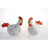 WHIMSICAL ROOSTER SALT/ PEPPER - WHIMSICAL ROOSTER PORCELAIN SALT AND PEPPER SET