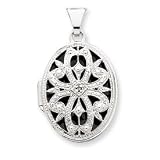 14k White Gold 21mm Oval Vintage Di Casting Locket