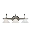 3 Light Bath Bar - Chrome Finish : White Faux Alabaster Glass
