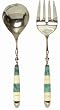 Decorative Salad Servers with Turquiose Resin & Bone Handles