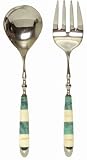 Decorative Salad Servers with Turquiose Resin & Bone Handles