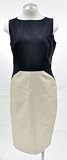 Anne Klein Black and Dark Champaigne Sleeveless Two Tone Silk Dress