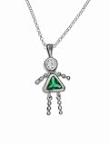 Sterling Silver Girl May Birthstone Necklace with Rolo Chain