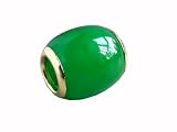 Green Jade Barrel Pendant, 14k Gold