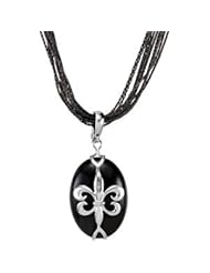 Genuine IceCarats Designer Jewelry Gift Sterling Silver Onyx Pendant Enhancer. 25.00X18.00 Mm Genuine Onyx Pendant Enhancer Onyx Pendant Enhancer In Sterling Silver