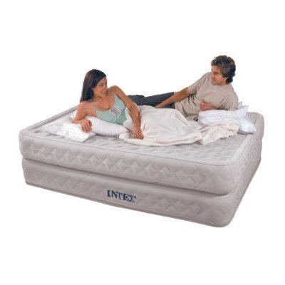 Intex Supreme Air-Flow Queen Airbed Nylon Flocked with Built-in Electric Pump with Mini Tool Box (fs)