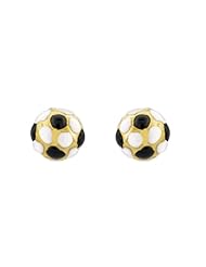 14k Gold Baby Earrings with White and black Enamel