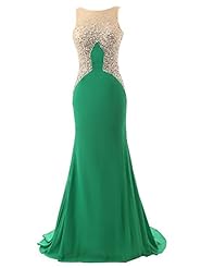 Strapless  Jeweled Glittering Lace Chiffon Bateau Neck Sweetheart Full Length Mermaid  Ball Gown Evening Dress/Prom Dress  with a Brush/Sweep Train 