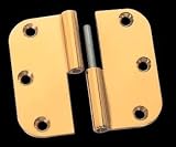Door Hinges Bright Solid Brass, Radius, 2 x 2.5 LOR Hinge