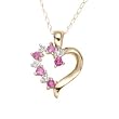 10kt Cubic Zirconia and Pink Sapphire Heart Pendant on an 18 inch Curb Chain