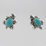 Tiny Sterling Silver and Turquoise Turtle Stud Earrings, #10267