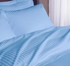 Authentic Scala Brand 4PC Sheet Set 600 Thread Count Full XL 100% Organic Cotton Sky Blue Stripe by Scala Home