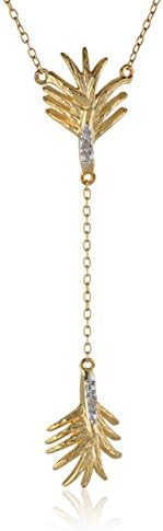 18K Yellow Gold Plated Sterling Silver Two-Tone Leaf Necklace, 18"