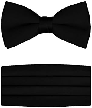 Fine Tuxedos Poly/Satin Cummerbund and Bow Tie Set Up to Neck SIze 21.5" Navy Blue