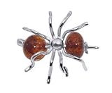 Amber Spider Pin Sterling Silver Beast Brooch 25 MM Long and 25 MM Wide
