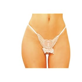 White Butterfly Laced Thong