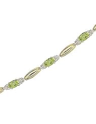 14kt Yellow Gold Oval Peridot and Diamond Bracelet