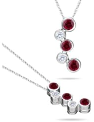 0.12 Cts Diamond & 0.45 Cts Ruby Bubble Pendant in 18K White Gold