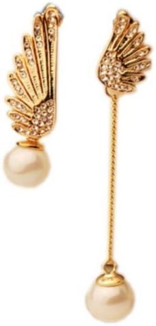 Luxury Gold Wings Pearl Irregular Punk Rock Ear Stud Earrings Unique Jewelry,101153 by zhoulu