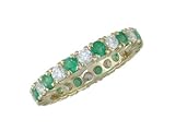 Esosa - size 10.00 14K Yellow Gold Emerald and Diamond Eternity Ring - B0002HG6HM