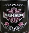 Harley Davidson Blanket - Pink Roses
