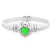 Sterling Silver Bangle w/ Green Jade Heart 7.5