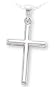 14k White Gold Hollow Polished Tube Cross on 18" White Gold Chain