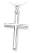 Jewelry : 14k White Gold Hollow Polished Tube Cross on 18' White Gold Chain