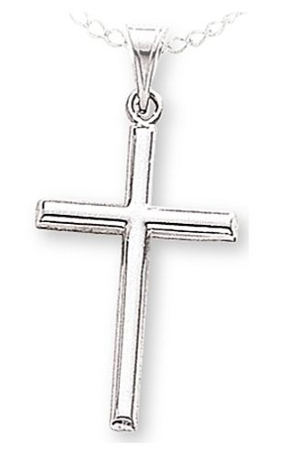 Buy 14k White Gold Hollow Polished Tube Cross on 18" White Gold Chain online at Discounted New and Used prices. Delivered to your door with Off-The-Bookshelf.