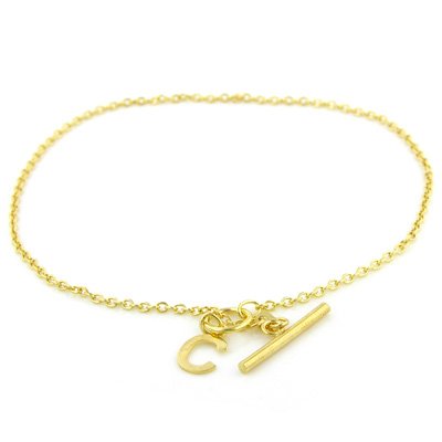 14K 10 Initial Rolo Anklet
