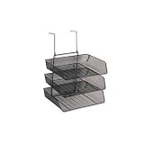 Fellowes 75902 Mesh Partition Additions Triple Tray, Side Load, Letter Size, Black