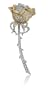 Diamond 18k White & Yellow Gold Antique Style Rose Brooch Pin(3.31ct)