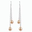Peach Pink Willow Cultured Pearl Silver Earrings