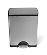 simplehuman Step Trash Can, Rectangular, Fingerprint-Proof, 13 Gallons, Stainless Steel