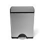 simplehuman 38L Rectangular Pedal Bin - Fingerprint-Proof Brushed Steel