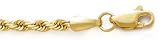 14K Yellow Gold 3.0MM DIAMOND CUT SOLID ROPE 8" BRACELET