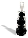 14K White Gold Genuine Round Black Onyx 3-Stone Pendant