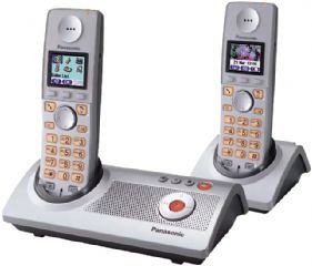 Childrens Toyshop  Electronics : Panasonic KX - TG8122E Twin DECT Cordless Phone With Answer Machine Colour Handset Silver