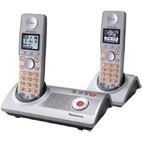 Panasonic KX - TG8122E Twin DECT Cordless Phone With Answer Machine Colour Handset Silver
