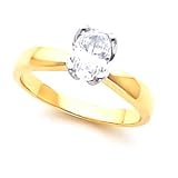 0.76 Carat Certified Oval Diamond 14K Yellow Gold Bridal Engagement Ring D SI1