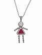 Sterling Silver Girl January Birthstone Necklace with Rolo Chain
