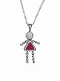 Sterling Silver Girl January Birthstone Necklace with Rolo Chain