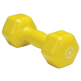Click here to buy Body Solid Tools BSTVD9 9-Pound Vinyl Dumbbell (Yellow).