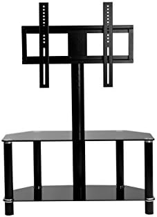 VECELO TV Entertainment Center, TV Stand with Mount and Glass Shelves for Storage , Fits 32, 36, 37, 40, 42, 47, 48, 49, 50, 55, 60 inch TVs