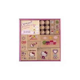 Coffret de 20 tampons en bois et encreur Hello Kitty