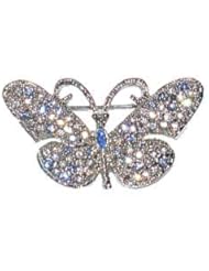 Art Deco Blue Butterfly pinswarovski Crystals Vintage Jewelry Antique Style ...