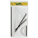 Linex School Set Four Piece Set Squares 45 Degree 60 Degree Protractor 100mm Ruler 300mm Ref LXOMS200