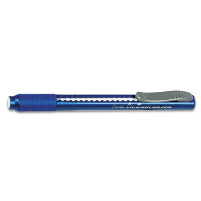 Retractable Pen-Style Clic Eraser with Grip, Blue Barrel, White Eraser PENZE22C
