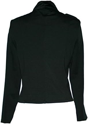 Calessa Women's Velvet Mandarin Band Military Jacket Black (L)