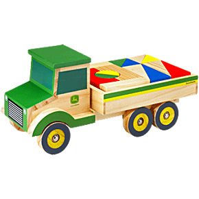 Childrens Toyshop  Toys : John Deere Wooden Truck with Blocks - Specialty Wooden Toys